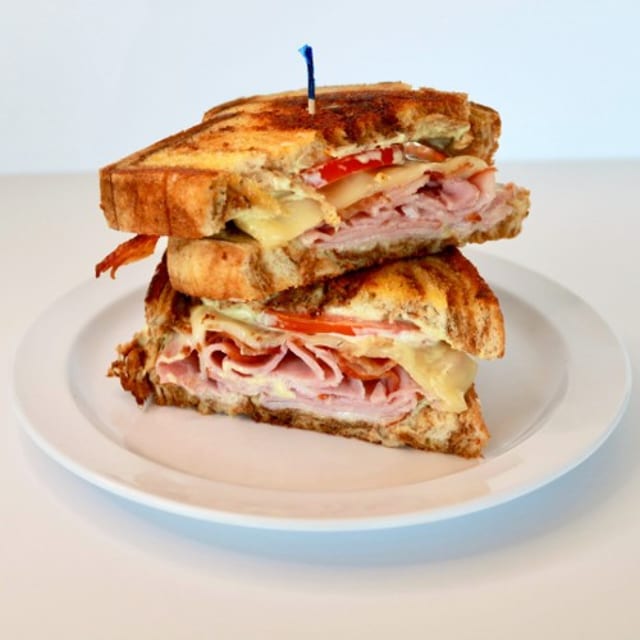 Ham, Swiss & Bacon Melt Sandwich.